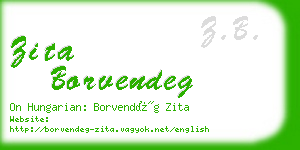 zita borvendeg business card